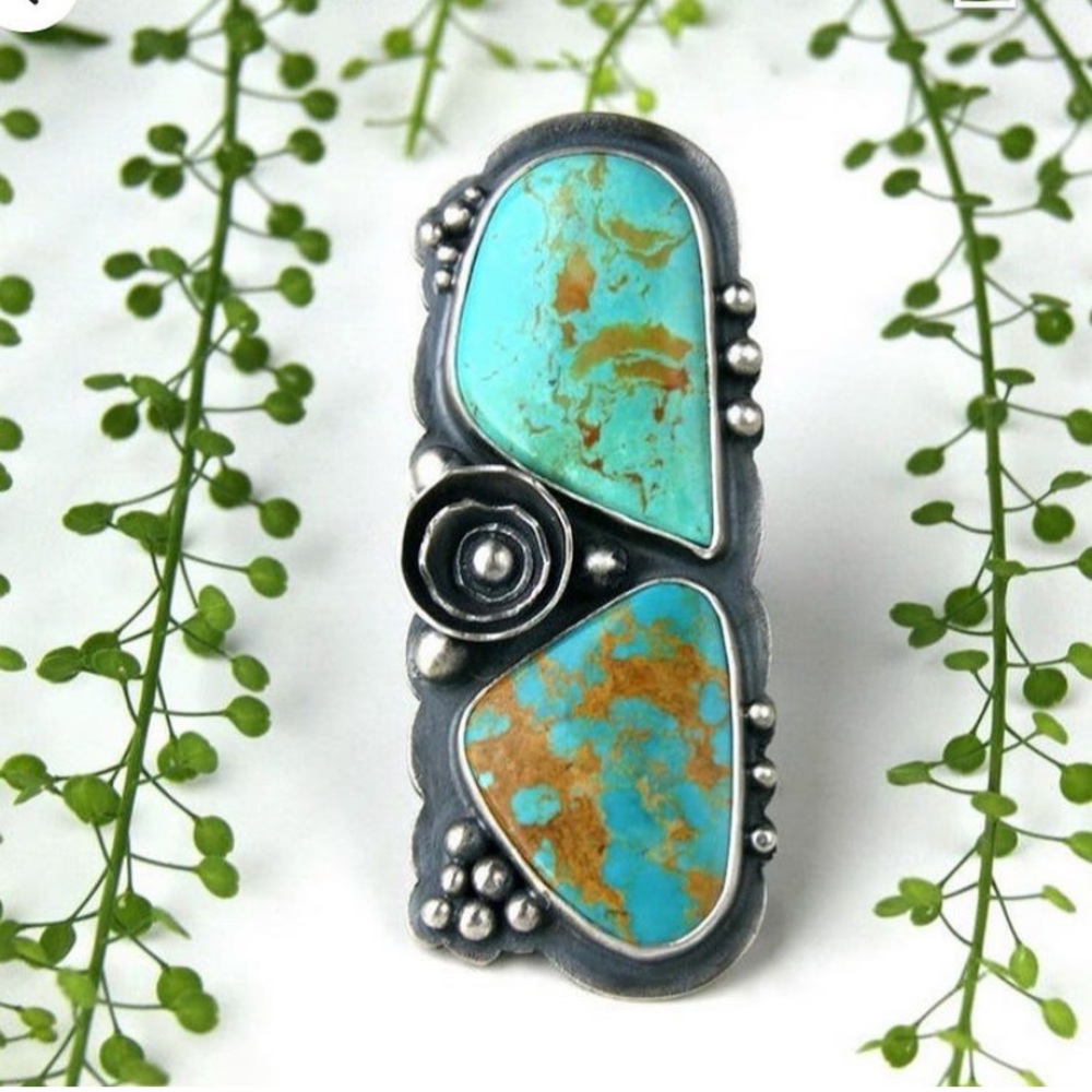 Turquoise and Silver Statement Ring